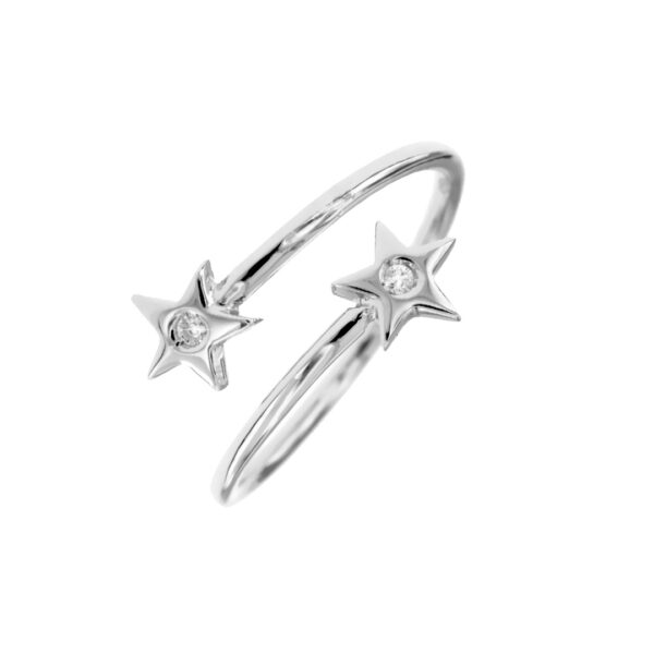 RING IN 18KT GOLD WITH STARS AND DIAMONDS