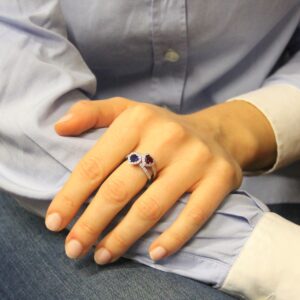 RING WITH SAPPHIRE HEART AND DIAMONDS