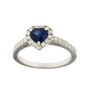 RING WITH SAPPHIRE HEART AND DIAMONDS