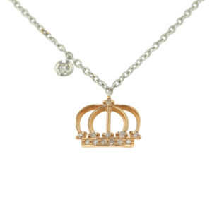 Collana con corona in oro e diamanti
