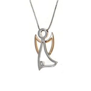 ANGEL NECKLACE IN 18KT GOLD AND DIAMOND CT0,01