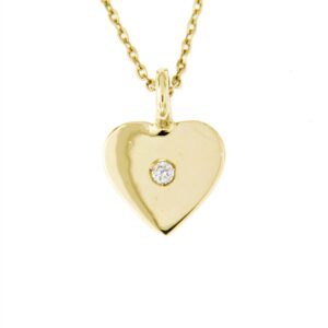 HEART PENDANT IN 18KT GOLD AND DIAMOND CT 0,01
