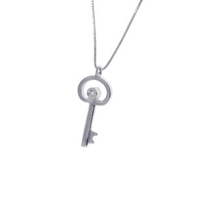 KEY PENDANT IN 18KT GOLD AND DIAMOND CT0,01