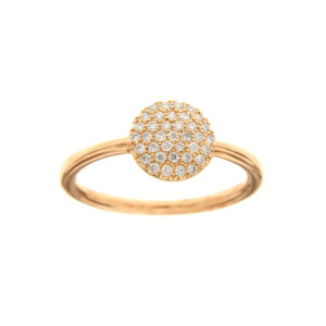 anello in oro rosa con pavè di diamanti rotondo