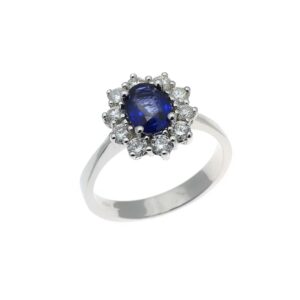 RING IN 18 KT GOLD WITH SAPPHIRE CT 1.01 AND DIAMONDS CT 0.40