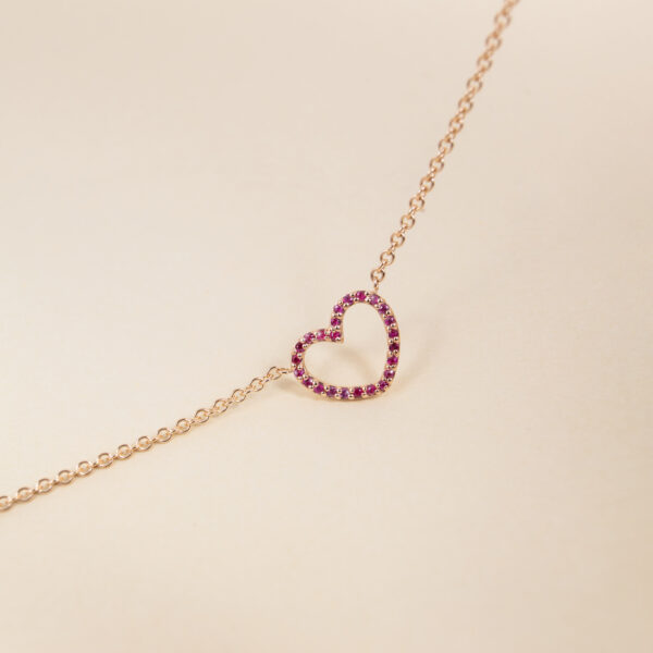 Collana in oro rosa con cuore di Rubini ct. 0,15 - Grando gioielli